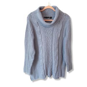 Jeanne Pierre Dusty Blue Cowl Neck Sweater Size XL